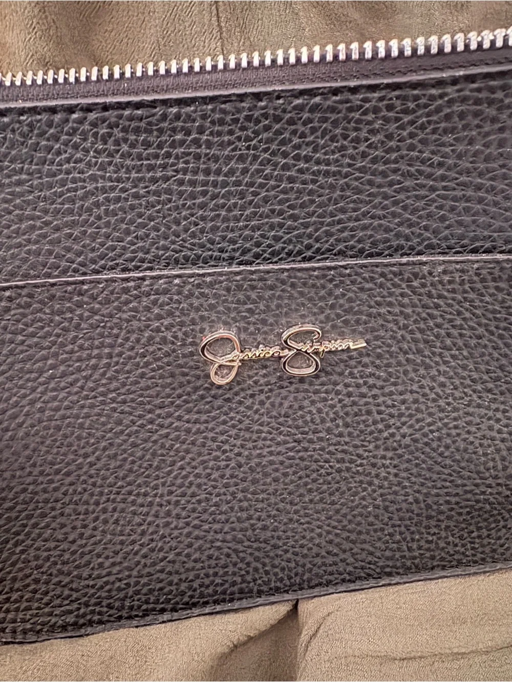Jessica Simpson Black Pebbled Leather Crossbody with Logo Detail